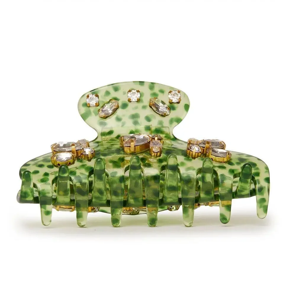 Lele Sadoughi 14k Gold Crystal Acetate Claw Clip Green NWT